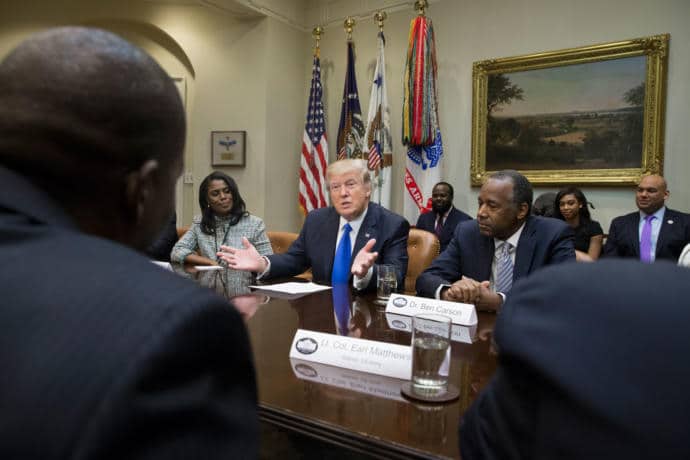 President Trump attends a Black History Month event on February 1st, the same day he described Frederick Douglass as “somebody who’s done an amazing job and is getting recognized more and more.”