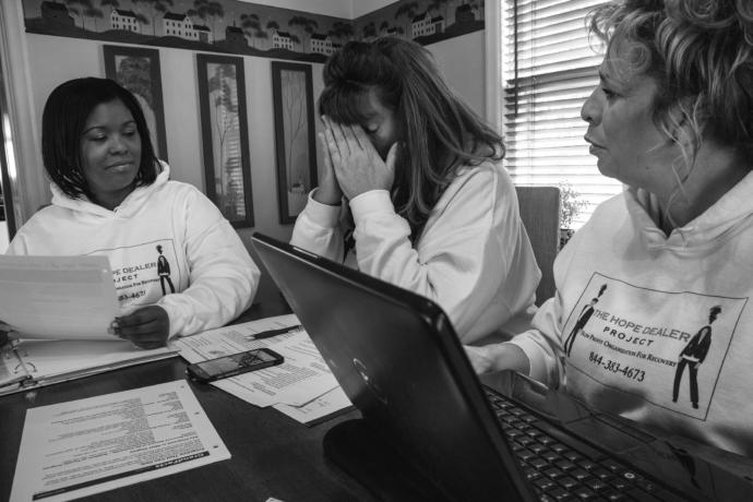 Tara Mayson, Tina Stride, and Lisa Melcher run the Hope Dealer Project, which helps addicts find a spot in rehab.
